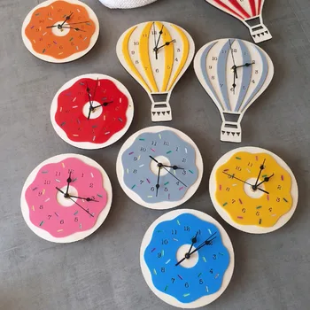 Nordic style bērniem, multiplikācijas filmu karstā gaisa balons pulksteni izslēgt pulksteni istabas gudrs sienas pulkstenis bērniem unikālas dāvanas mājas rotājumi