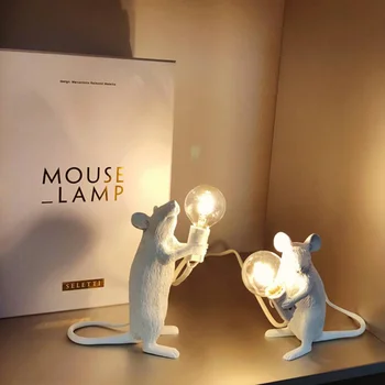 Nordic Style Dzīvnieku Žurkas, Peles, Galda Lampas Modernās Bēniņi Rūpnieciskā Dizaina Sveķu LED Galda Gaismu viesistabā, Bērnu Istabā, Guļamistabā