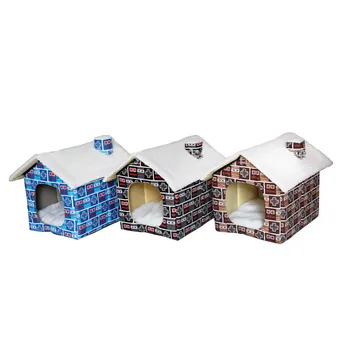 Noņemams Suņu Gultas Double House Mazo Vidēji Lieli Suņi Spilvenu Māja Audzētava Ligzdu Luksusa Pet Produktu 55 x 40 x 42 cm
