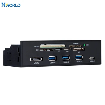 Nworld STW 5.25 collu DATORU, Datora Priekšējā paneļa All-in-1 Daudzfunkciju karšu lasītājs 3ports USB3.0 USB 3.1, Atbalsta M2, MSO, SD, MS