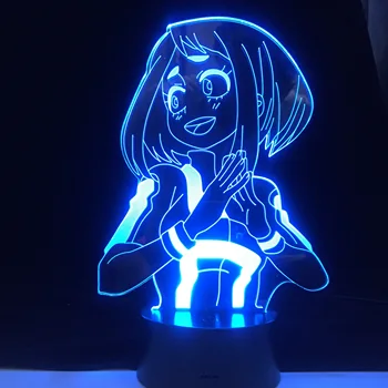 Ochaco Uraraka Anime 3d Lampas Mans Varonis Augstskolu Boku LED Nightlights ANIME LAMPAS Bērniem, Bērnu Zēnu Guļamistaba Dekori Akrila Galda Lampa