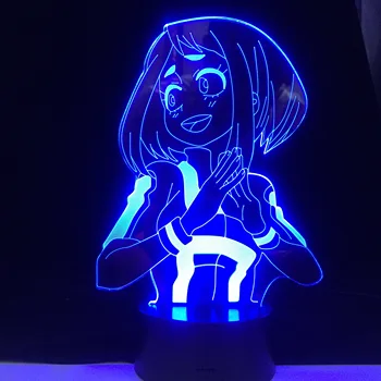 Ochaco Uraraka Anime 3d Lampas Mans Varonis Augstskolu Boku LED Nightlights ANIME LAMPAS Bērniem, Bērnu Zēnu Guļamistaba Dekori Akrila Galda Lampa