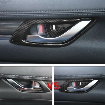 Oglekļa Šķiedras Stils ABS Interjera Durvju Rokturi Bļodas Vāku Apdare priekš Mazda CX-5 CX5 2017 2018 Interjera Aksesuāri
