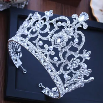 Olaru vintage Luksusa Līgavas Tiara crystall liels Karalienes Kroni Kāzu Matu Aksesuāri galvu Grezna Matu Rotājumi Galvassegu