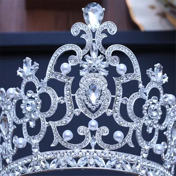 Olaru vintage Luksusa Līgavas Tiara crystall liels Karalienes Kroni Kāzu Matu Aksesuāri galvu Grezna Matu Rotājumi Galvassegu