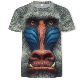 Orangutan 3D modeli T-krekls ar īsām piedurknēm vīriešu vasaras modes top dzīvnieku print 3DT krekls vīriešu ērti auduma XXS-6XL