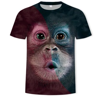 Orangutan 3D modeli T-krekls ar īsām piedurknēm vīriešu vasaras modes top dzīvnieku print 3DT krekls vīriešu ērti auduma XXS-6XL