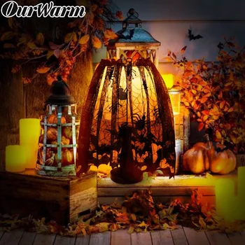 OurWarm Halloween Dekorēšanas Mājas Mantojuma Mežģīnes Lampas Toni Cilindrs Kamīnu Mantel Šalle Durvju Aizkars Svētku Grupa Krājumi
