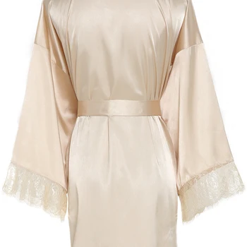 Owiter 2020 Sievietes Ilgi Cietās Satīna Drēbes Līgavas Tērpu Mežģīnes Drēbes Līgavas Tērpu līgava Kāzu Tērpu Sleepwear Peldmētelis Mērci