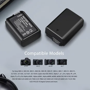 PALO 2000mAh NP-FW50 NP FW50 Kameru Baterijas + LCD Dual USB Lādētājs Sony Alpha a6500 a6300 a6000 a5000 a3000 NEX-3 a7R