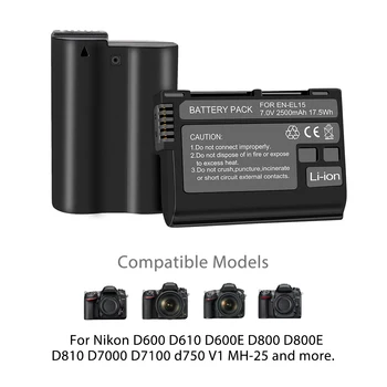 PALO 2gab EN-EL15 ENEL15 LV EL15 Akumulators + LCD Dual USB Lādētājs Nikon DSLR D600 D610 D800 D800E D810 D7000 D7100 D7200 V1