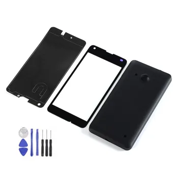 Par Nokia Lumia 550 N550 Touch Screen Panelis Sensoru Digitizer Stikla Panelis+Korpuss Akumulatora Aizmugurējo Vāciņu+Līmes+Instrumenti