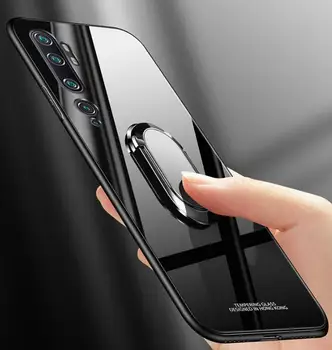 Par Xiaomi Mi, Ņemiet vērā, 10 Pro Gadījumā Rūdīts Stikls Gredzenveida Magnēta Turētājs Gadījumā Redmi, Ņemiet vērā, 8T 8.A 9 Mīkstu Rāmi Stāvēt Aizmugurējo Vāciņu cc9 Pro