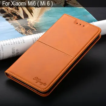 Par xiaomi mi6 gadījumā luxury Vintage Ādas Pārsegu coque ar Statīvu Kartes Slots Biznesa Xiaomi Mi 6 Mi6 būtiska capa