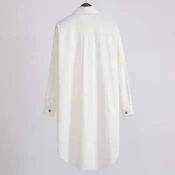 Pavasara jaunu cieto krāsu garām piedurknēm krekls liela izmēra vaļēju balto garo kreklu, svārki sieviešu jaka dd60
