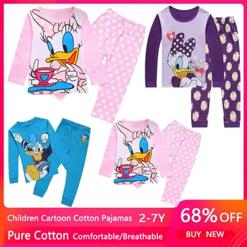 Pavasara Rudens Daisy Duck Bērniem Meiteņu Drēbes Mazulim Tīras Kokvilnas Pidžamas Long Piedurknēm Karikatūra Bērnu Sleepwear