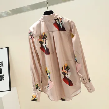 Pavasara Rudens Sieviešu Blūze Retro Ķīniešu Operas Sejas Grims Drukāšanas krekls Universāls Sieviešu garām piedurknēm Topi LL305