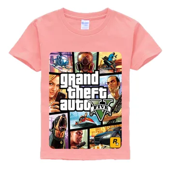 Pavasarī Baby Zēni T Krekls Meitene GTA 5 t-veida Topi Bērniem Kokvilnas ar Īsām Piedurknēm T-krekls Bērnu Virsdrēbes Karikatūra 1 gta Drukāt Apģērbs,