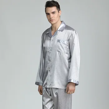 Pavasarī, Vasarā Satīna Zīda Pidžamu Ilgi Vīriešiem Jaunas Ielidošanas Modes Pajama Komplekti, Mīksts Pleds Miega Lounge Pijama Hombre MA50186