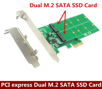 PCI express Dual M. 2 SATA SSD Karte PCIe 2x NGFF B + M Taustiņu Spēļu Adapteri PCI-e Zema Profila Kronšteins ASM1061