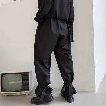 Personalizētu pārsējs plata kāja tumši melna zaudēt Yamamoto stila rudens bikses vīriešu dizaina jaunu gadījuma hem bikses