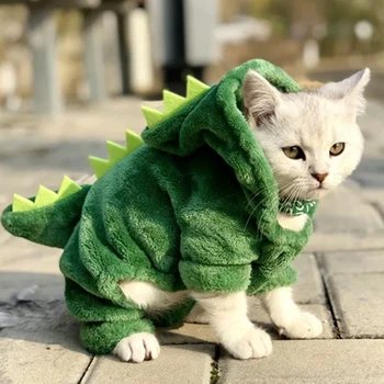 Pet cat drēbes jautri dinozaura kostīms, mētelis, ziemas siltas vilnas kaķu kostīmu kaķēns kaķis pelēkā vārna kucēnu suņu apģērbu chihuahua