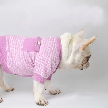 Pet džemperis pet rudens un ziemas džemperis franču buldogs Schnauzer Pomerānijas mazs suns lillā džemperis
