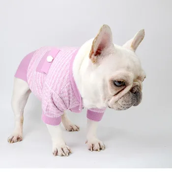 Pet džemperis pet rudens un ziemas džemperis franču buldogs Schnauzer Pomerānijas mazs suns lillā džemperis