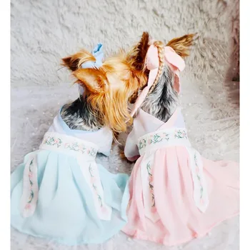 Pet Suns, Vasaras Kleita Ķīniešu Tradicionālā Stilā HanFu Suņu Apģērbu Plānas Teddy Maziem Suņiem un Kaķiem Bomei Princese Pettiskirt