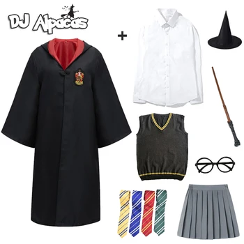Pieaugušo Burvju Skolas Tērpi Haloween Kostīmi Bērniem Hermione Apmetnis Cosplay Kreklu, Apmetni Hermione Piederumi Skolas Vienotu Tērpu