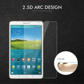 Pilnībā Aptver 9H Rūdīts Stikls Priekš Samsung Galaxy Tab S T700 SM-T701 T705 T705C 8.4 collu Ekrāna Aizsargs, ar Aizsargājošu Plēvi