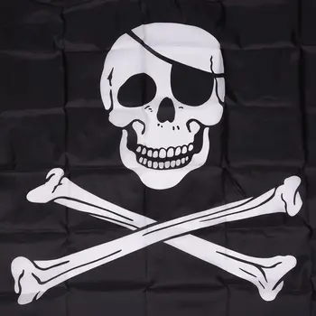 Pirātu KAROGU Galvaskausu un sakrustotiem kauliem Jautra Rodger Lielu 5x3 Izmēra