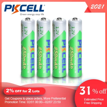 PKCELL baterija AAA 850mah 1,2 V NIMH AAA akumulators pirms uzlādes zema sevis iztukšošanas aaa baterijas kameru, gaismiņa