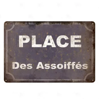 Place Des Aperos Plāksne, Metāla Vintage Franču Retro Metāla Skārda Zīme, Bārs, Krogs, Klubs Sienas Dekori Dzelzs Krāsošana Dekoratīvie Plate