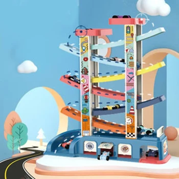 Planēšana Auto Ar Autostāvvietu, Uzstādīt Spēļu Trasē Rotaļlietas Slaidu Valdes Sliežu Frikcijas Auto Rotaļlietas Zēniem Sacīkšu Automašīnas Modelis Bērniem Gif