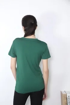 Plus izmērs XL-6XL 2018 Jauno vasaras t krekli, sieviešu tīrtoņa krāsu bambusa šķiedras sieviešu, V-veida kakla īsām piedurknēm T-krekls zemāko krekls