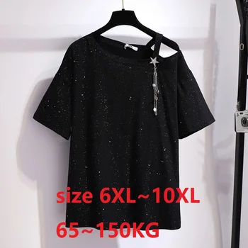 Plus Lieluma 7X 8XL 9XL 10XL 65~150kg Melns T-Krekls Sievietēm Gadījuma Tshirt Topi Lakrosa Sieviešu Vasaras Topi Lielu Apģērbu Sievietēm