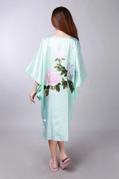 Plus Lieluma Jaunums Zaļā Ķīnas Sieviešu Drukāšanas Viskozes Zīda Drēbes Zaudēt Lounge Naktskrekls Kimono, Vanna Kleita Sleepwear Mujer Pidžamas