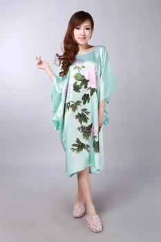 Plus Lieluma Jaunums Zaļā Ķīnas Sieviešu Drukāšanas Viskozes Zīda Drēbes Zaudēt Lounge Naktskrekls Kimono, Vanna Kleita Sleepwear Mujer Pidžamas
