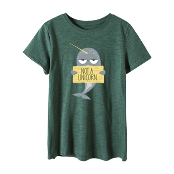 Plus Lieluma Kokvilnas Sieviešu T-krekls ar O-veida Kakla Nav Vienradzis Iespiesti Gadījuma Sieviete Top Tees Labas kvalitātes Vasaras T krekls S-5XL