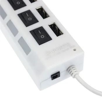 Portatīvo 7 Porti LED USB 2.0 Adapteris Hub Power on/off Slēdzis Pieslēgvieta Ierīces Kabeļa Adapteri PC Klēpjdators Vairumtirdzniecības DATORU Adapteri