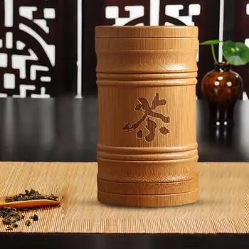 Portatīvo Bambusa Noslēgtā Tējas Kannu Ar Ķīnas Tējas Raksturs Dabas Tējas Uzglabāšanas Kaste Tējas Konteineru