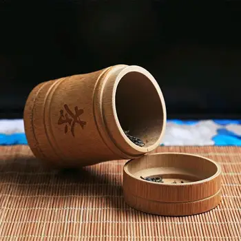 Portatīvo Bambusa Noslēgtā Tējas Kannu Ar Ķīnas Tējas Raksturs Dabas Tējas Uzglabāšanas Kaste Tējas Konteineru