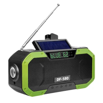 Portatīvo IPX6 Ūdensizturīgs Rokas Kloķa Saules Radio, Daudzfunkciju Avārijas Bluetooth Skaļrunis Atbalstīt SOS Modinātājs, AM/FM NOAA