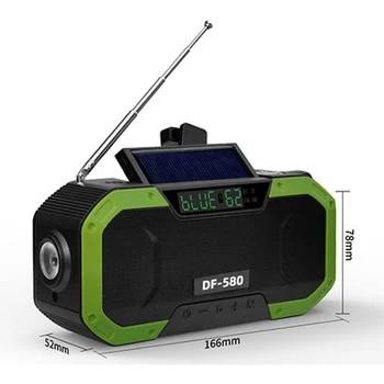 Portatīvo IPX6 Ūdensizturīgs Rokas Kloķa Saules Radio, Daudzfunkciju Avārijas Bluetooth Skaļrunis Atbalstīt SOS Modinātājs, AM/FM NOAA