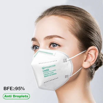 POWECOM KN95 Sejas Maskas Aizsardzības Respiratoru 95% Filteration CE FFP2 Mutes Maskas Segtu Putekļu Elpojošs 5 Kārtu Filtra Masku Purns