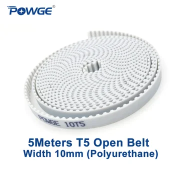 POWGE 5Meters Trapecveida T5 Atvērt sinhronās siksnas T5-10mm platums 10mm Poliuretāna tērauda PU 10T5 atvērt Laiks Jostu 3D printeri