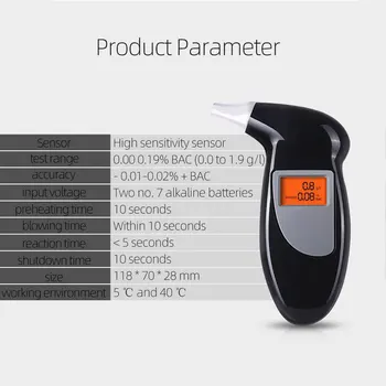 Profesionālās Alcohol Breath Tester elpas analizatoru LCD Ekrāns Analizators ar Detektoru Tests Keychain Breathalizer Breathalyser Ierīces ZZ