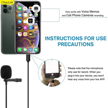 Profesionālās Lavalier Mikrofons iPhone 11 Pro XS Max SE 2020. GADAM XR X 8 7 Plus Audio Video Ierakstīšanas Kondensatora Mikrofons YouTube