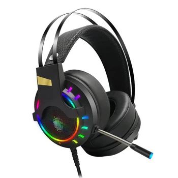 Profesionālās Vadu Gaming Austiņas Ar Mic 7.1 Surround Sound RGB Krāsu USB Datoru Spēļu Austiņu Paplašināma Galvas stīpa